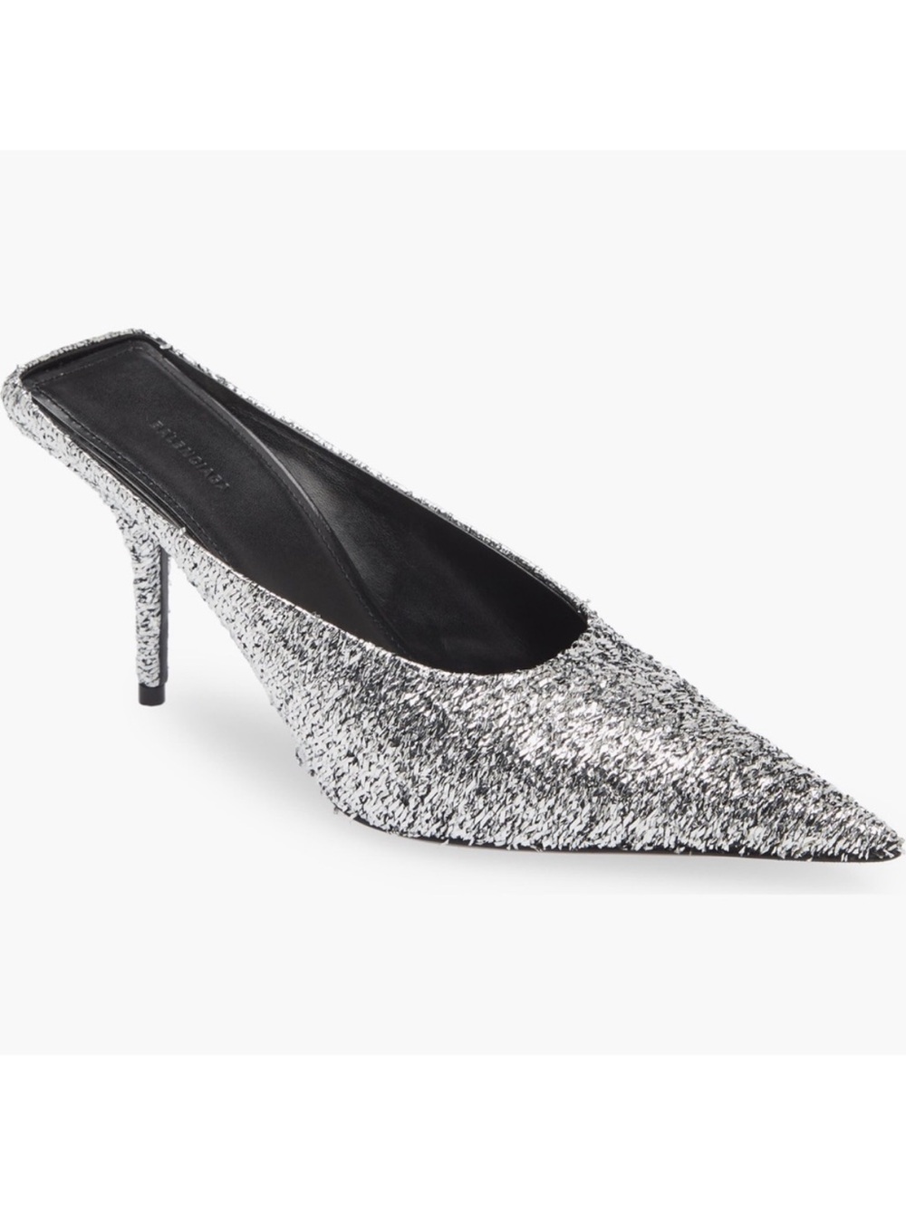 Balenciaga Silver Titanium Square Knife Mules sz.9